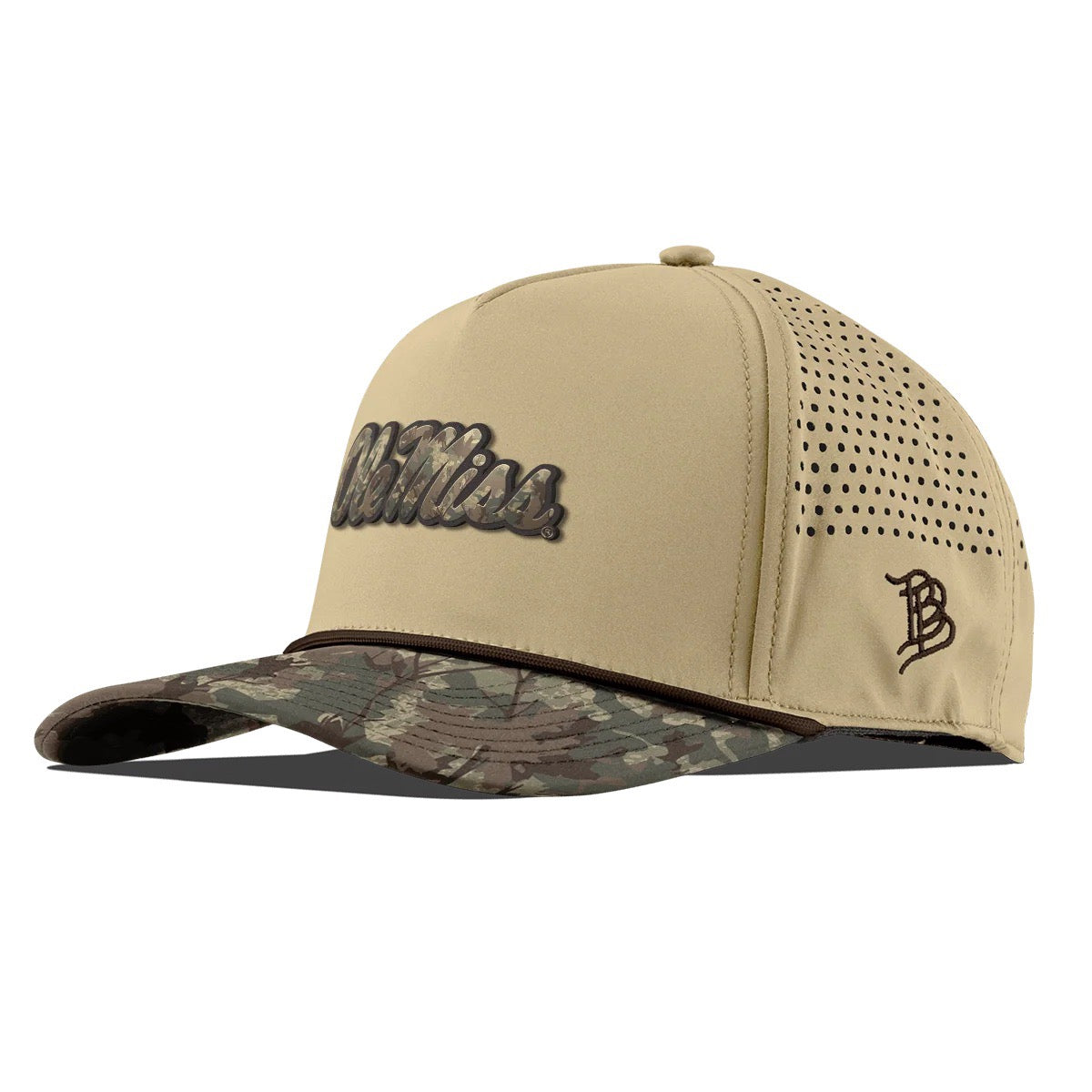 Branded Bills "Ole Miss Timber Camo Script" Curved 5 Panel Rope Hat