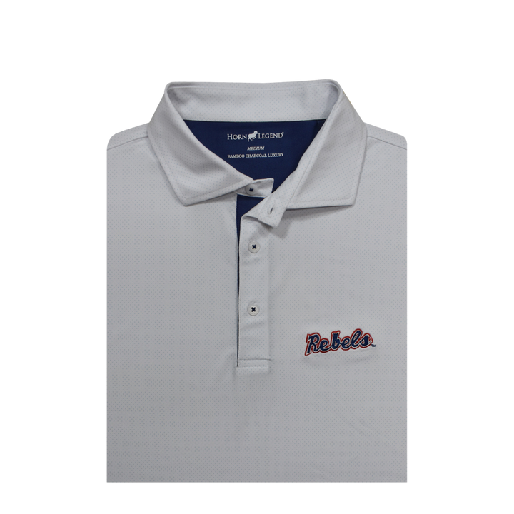 Ole Miss Rebels Script Horn Legend Pin Dot Pattern Polo