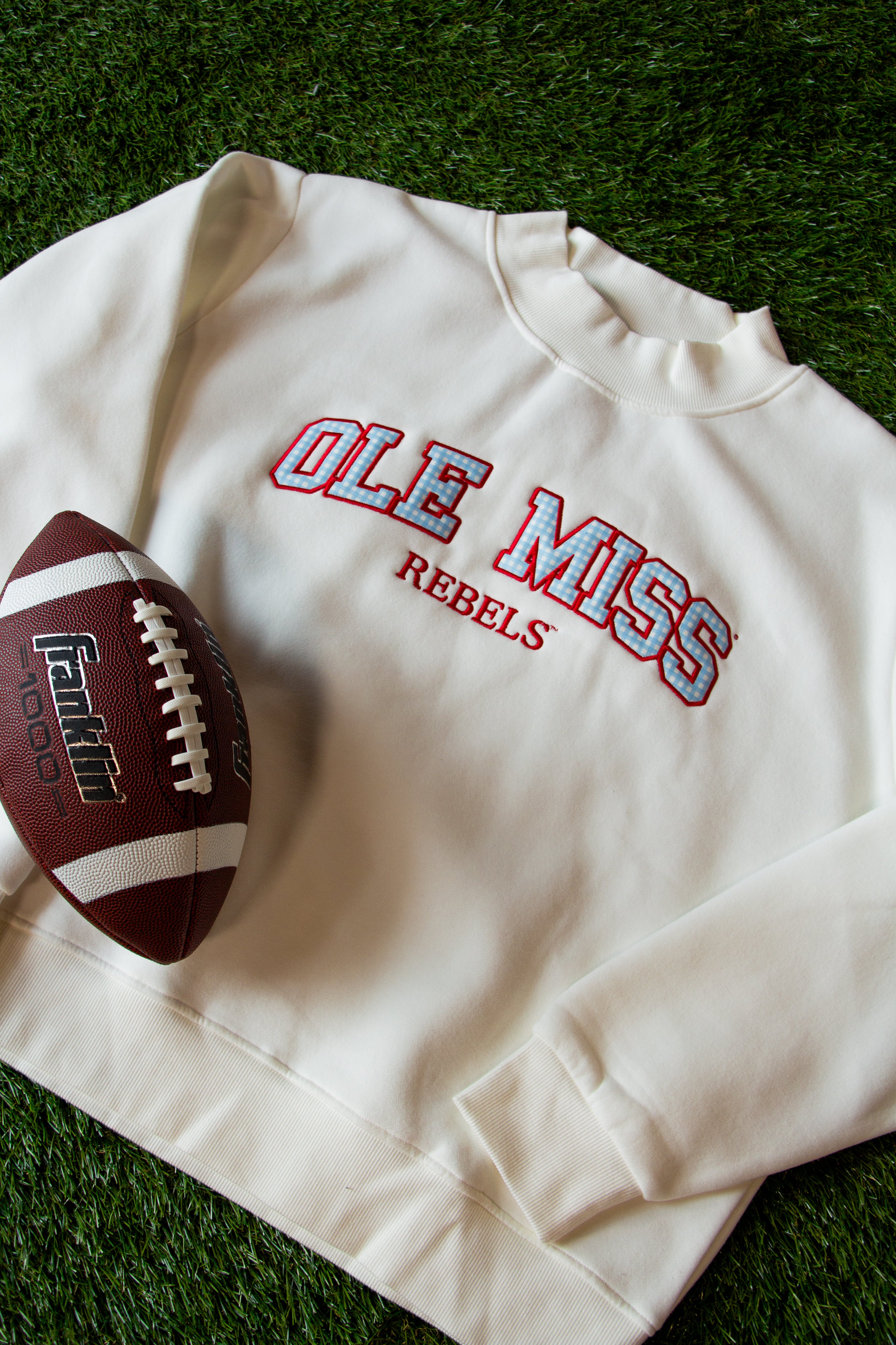 Ole Miss Gingham Mock Neck