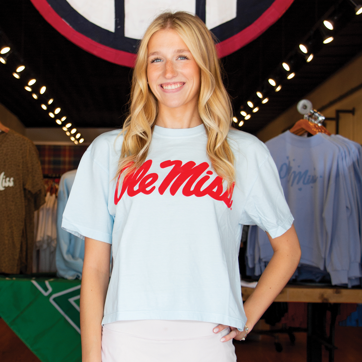 Ole Miss Script Boxy Crop T-Shirt