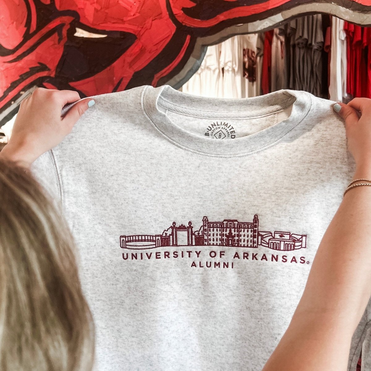 Arkansas Embroidered Campus Alumni Sweatshirt - Shop B - Unlimited - men fleece