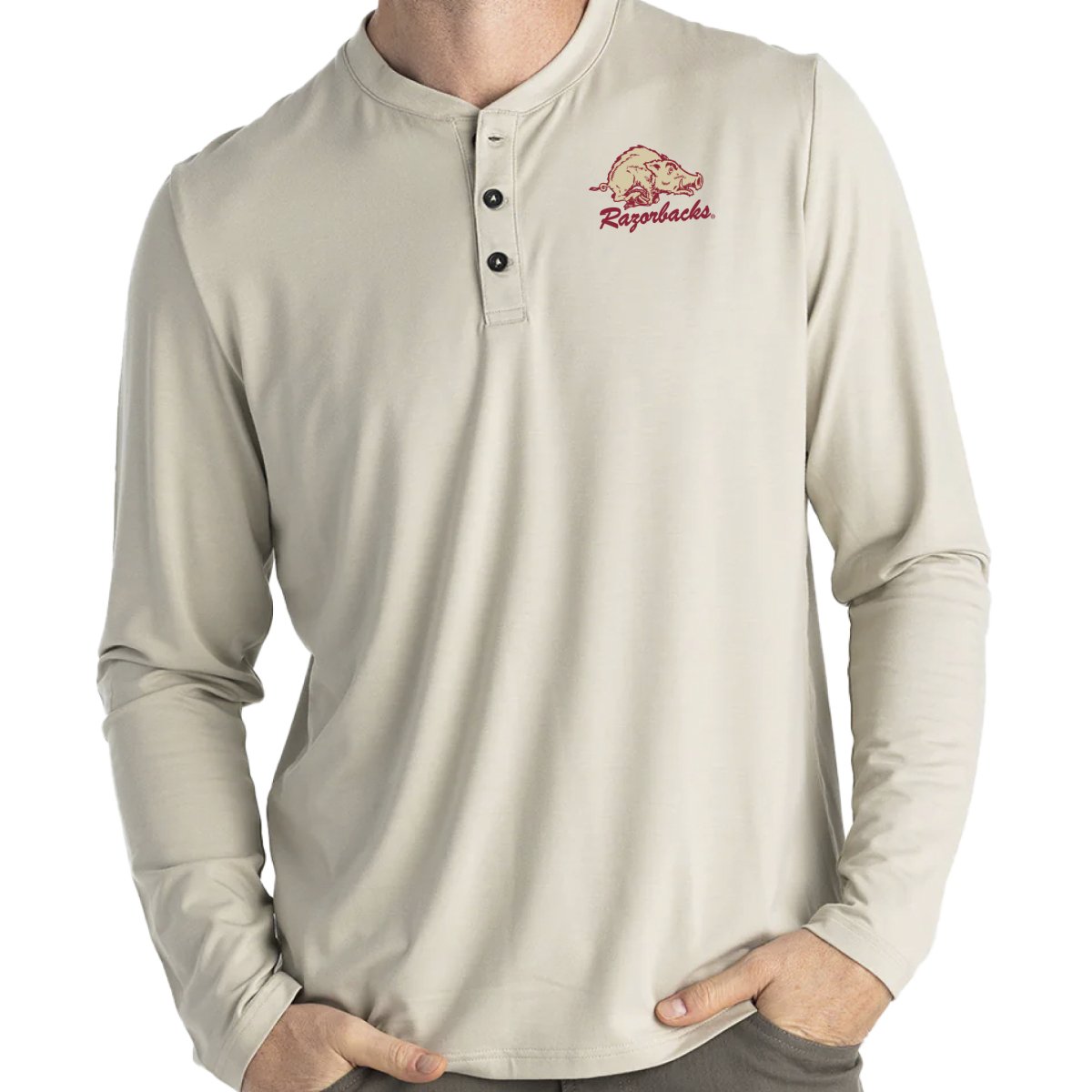 Arkansas Free Fly Men's Bamboo Flex Long Sleeve Henley - Shop B - Unlimited -