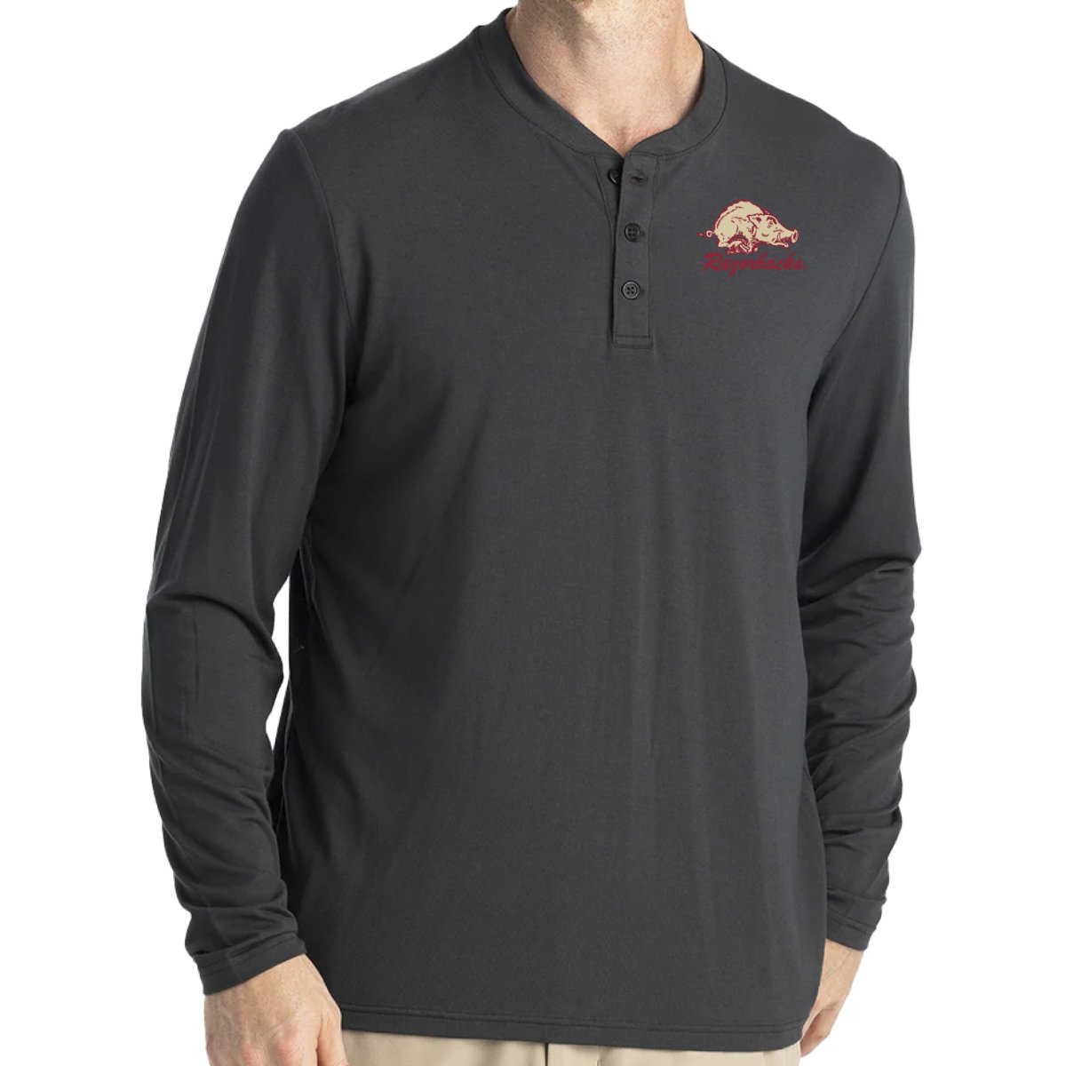 Arkansas Free Fly Men's Bamboo Flex Long Sleeve Henley - Shop B - Unlimited -