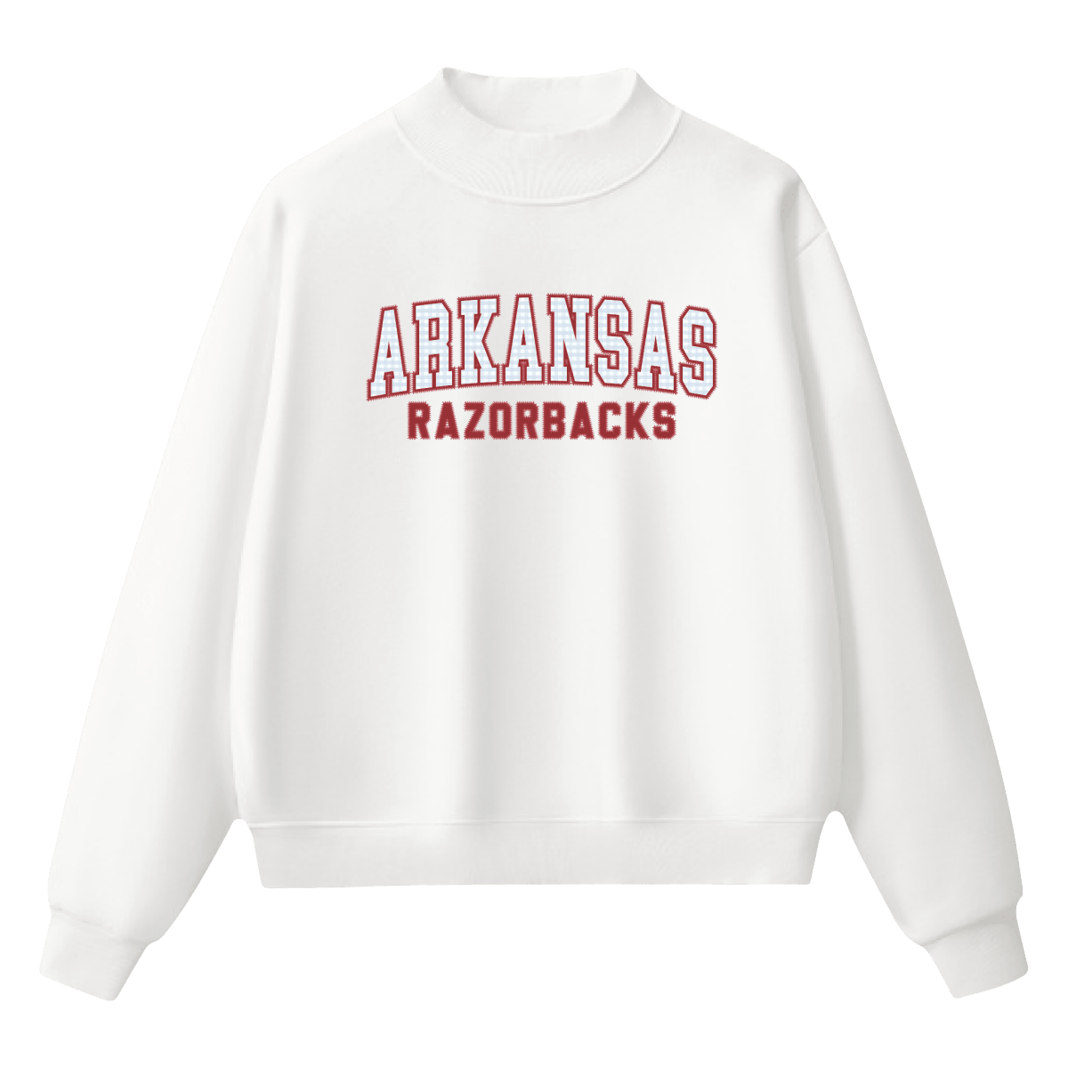 Arkansas Gingham Mock Neck - Game Day Apparel -