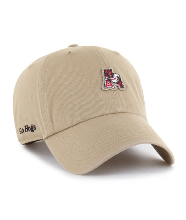 Arkansas Razorbacks Khaki Micro Patch 47 Clean Up Hat - Game Day Apparel -