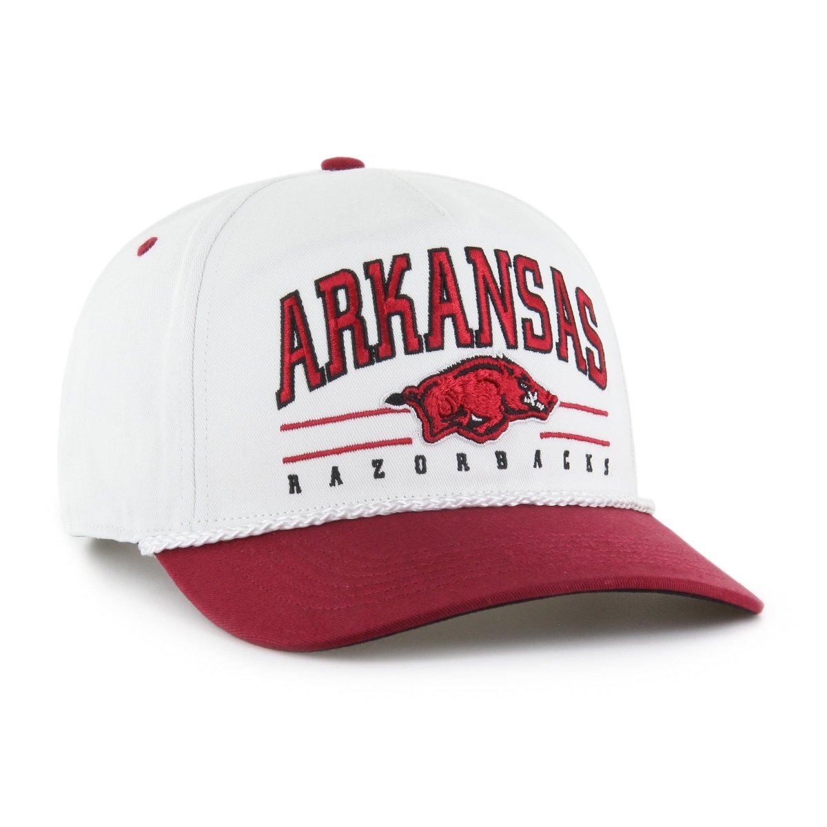 Arkansas Razorbacks White Roscoe Rope TT 47 Brand Hitch Hat - Shop B - Unlimited - caps adjustable