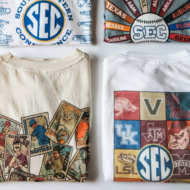 Arkansas SEC Vintage Baseball Cards T-Shirt - Shop B - Unlimited - men tee