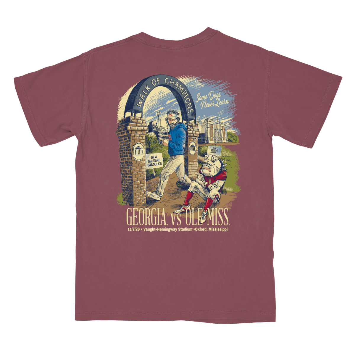 Georgia Bulldogs vs. Ole Miss Rebels 2026 Game Day T-Shirt - Game Day Apparel - T-Shirt
