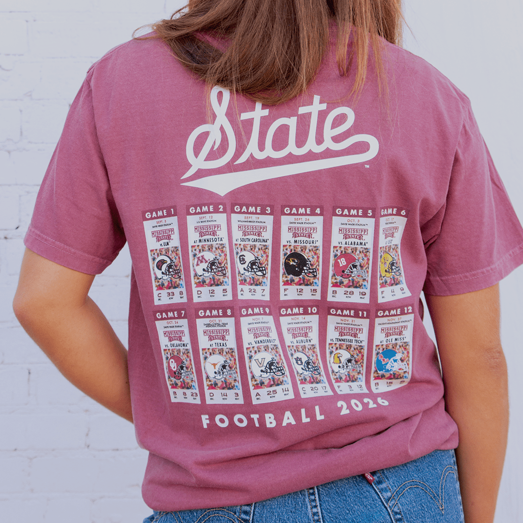 Mississippi State Football Schedule 2026 T-Shirt - Game Day Apparel - T-Shirts