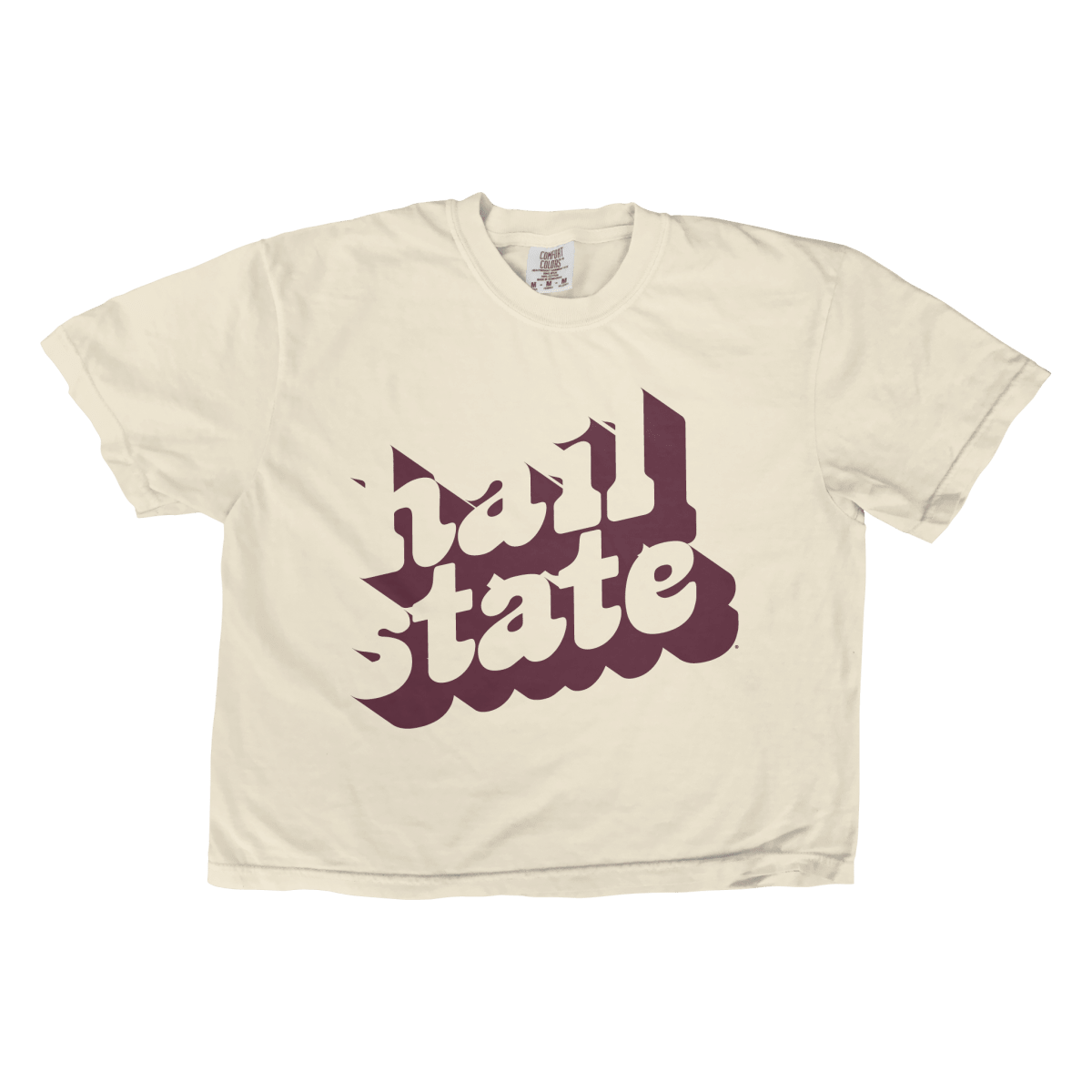 Mississippi State Slogan Bubble Text Crop T-Shirt - Game Day Apparel -
