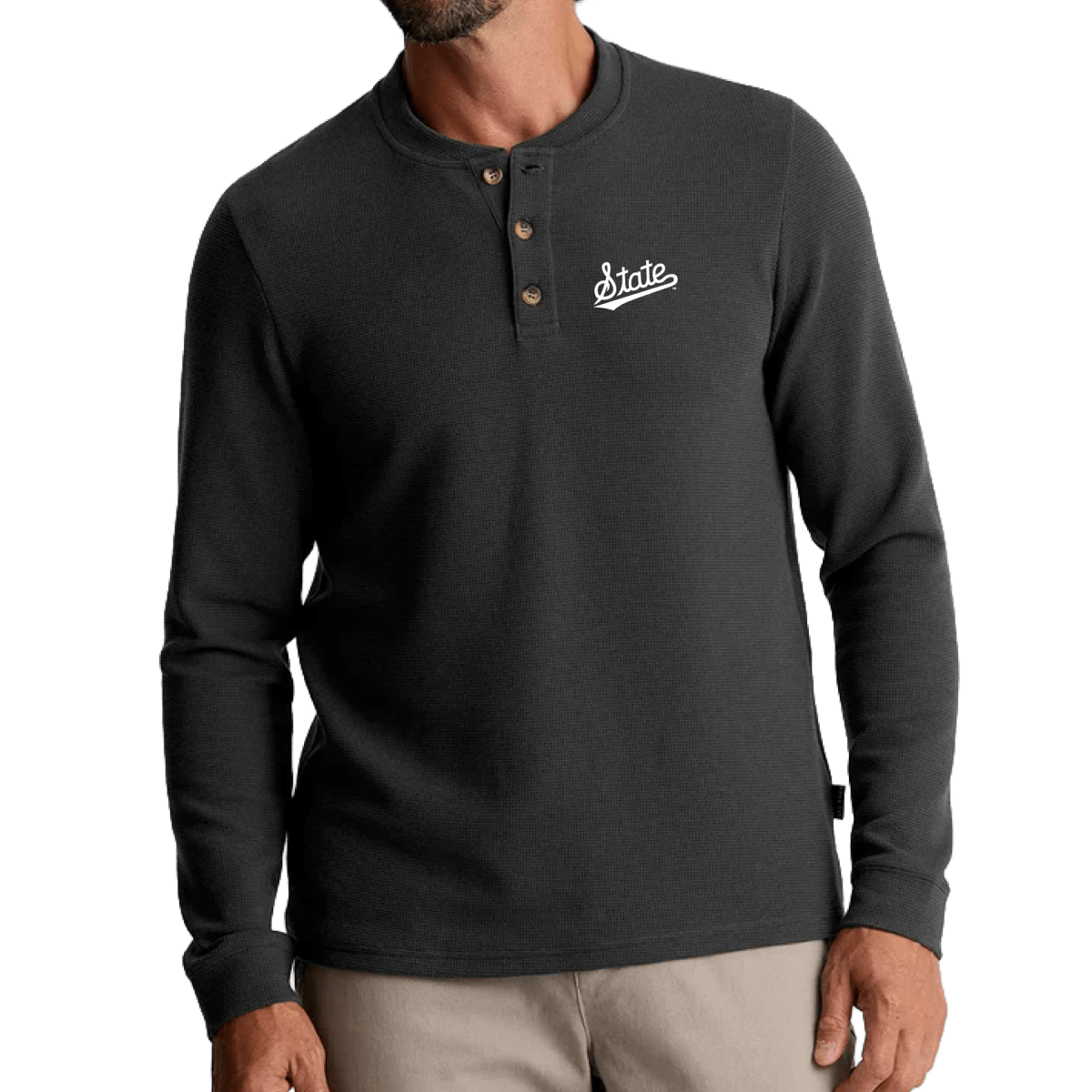 Mississippi State Thermal State Script Free Fly Henley - Game Day Apparel - Henley
