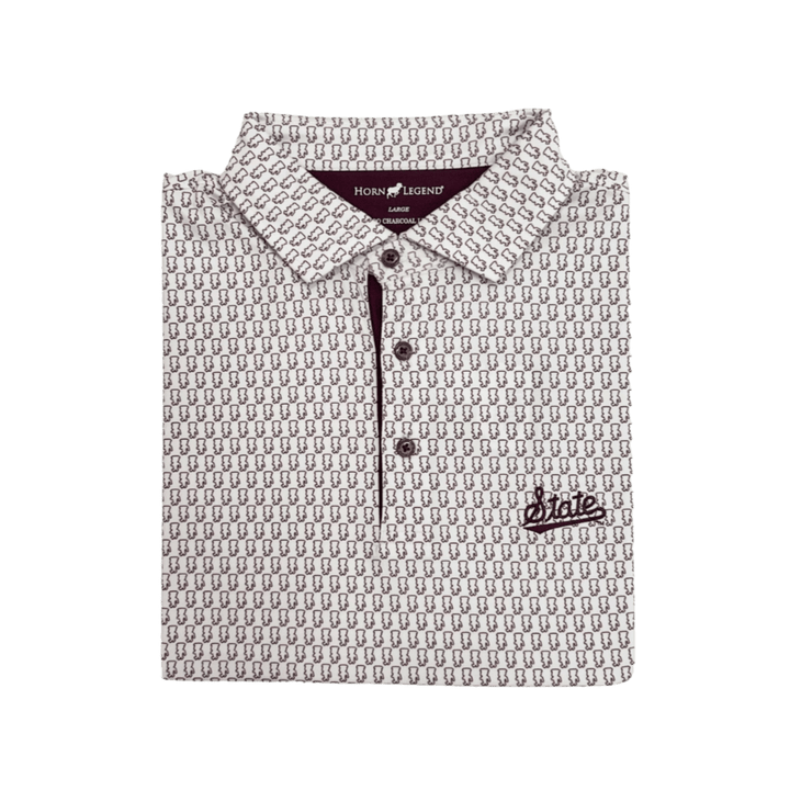 MSU Horn Legend Walking Bully Pattern Polo - Shop B - Unlimited - men resort