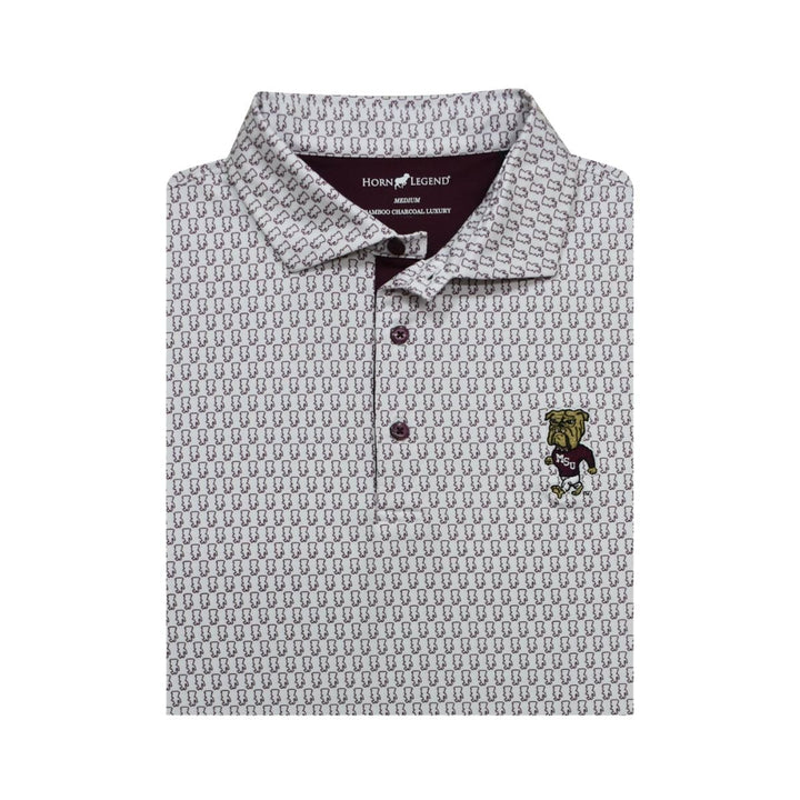 MSU Horn Legend Walking Bully Pattern Polo - Shop B - Unlimited - men resort