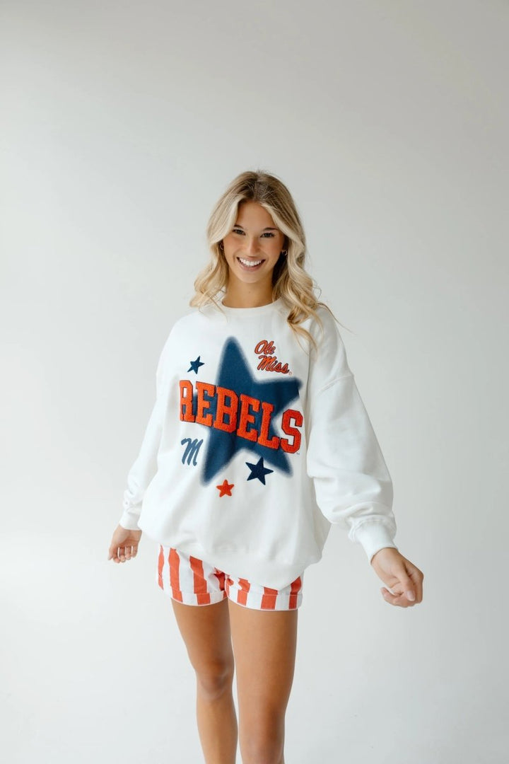 Ole Miss Aura Multimedia OS Fleece Crew - Shop B - Unlimited -