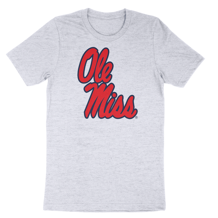 Ole Miss Helmet Script Crewneck T - Shirt - Shop B - Unlimited - men tee