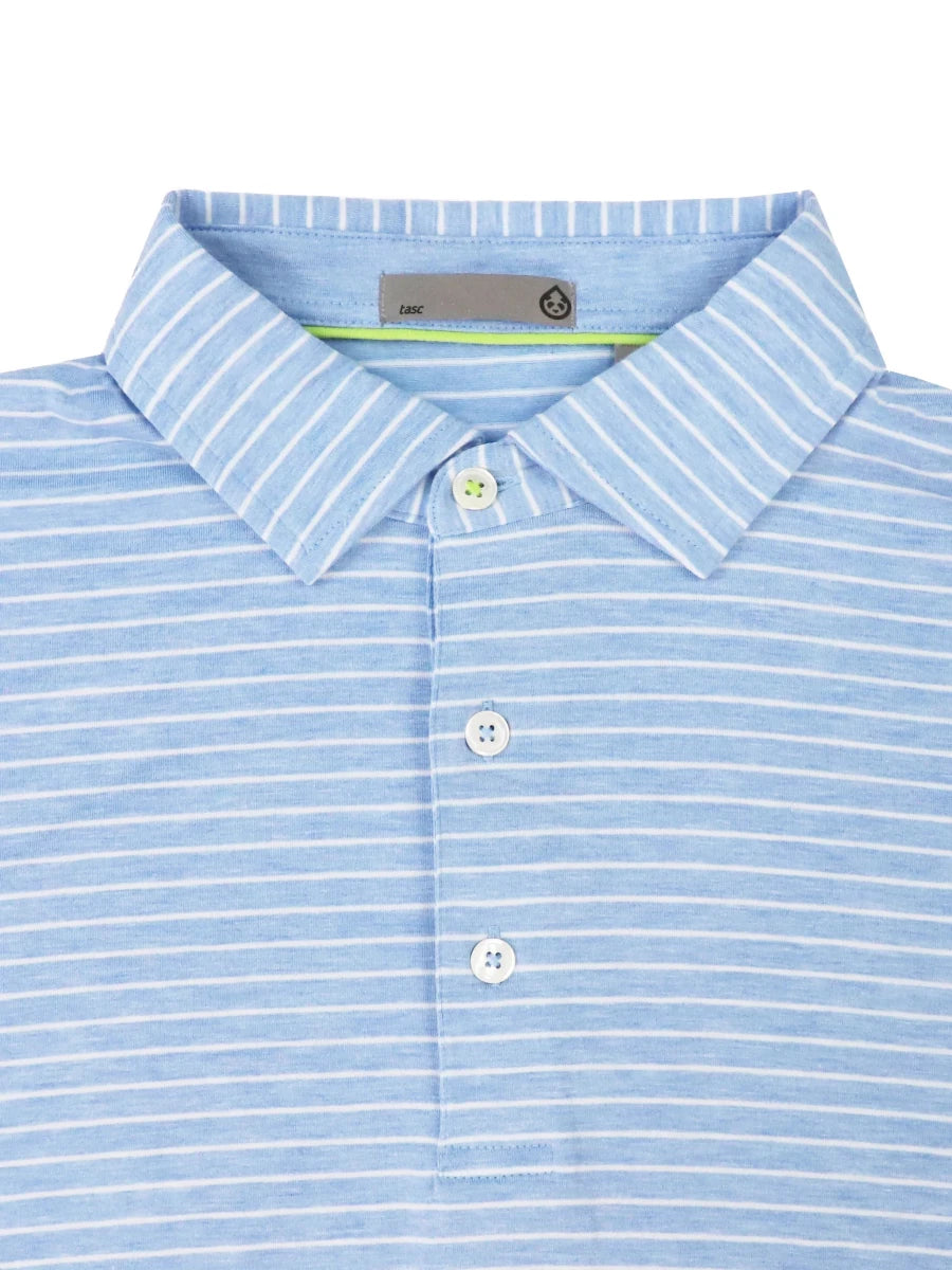 Ole Miss Helmet Script Tasc Cloud Brookline Stripe Polo - Game Day Apparel - Polos