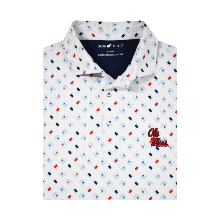 Ole Miss Horn Legend Pattern Shot Glass Polo - Shop B - Unlimited - men resort