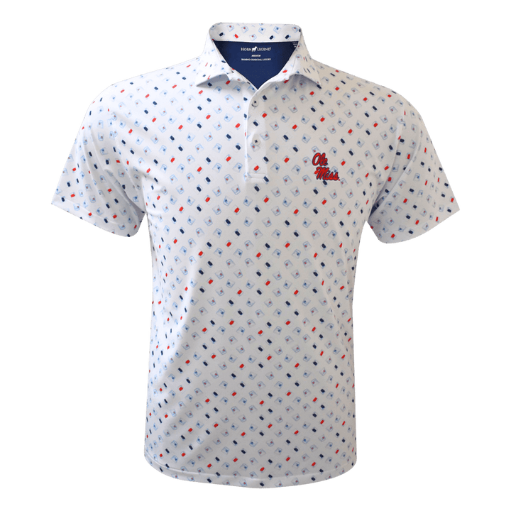 Ole Miss Horn Legend Pattern Shot Glass Polo - Shop B - Unlimited - men resort