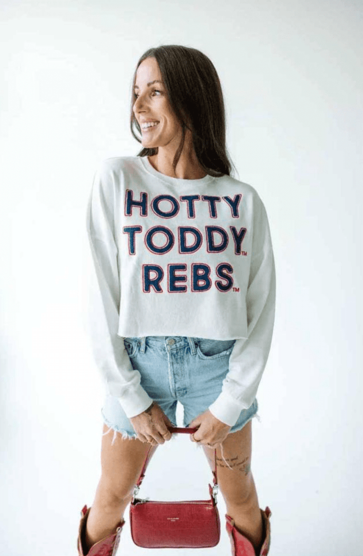 Ole Miss Hotty Toddy Rebs Perkins Chenille Crop Sweatshirt - Shop B - Unlimited - women fleece