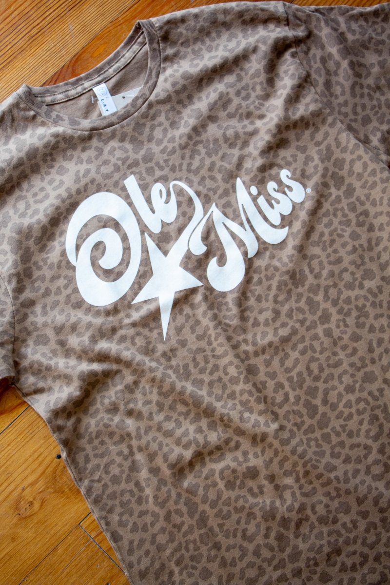 Ole Miss LAT Vintage Leopard T-Shirt - Game Day Apparel - T-Shirts