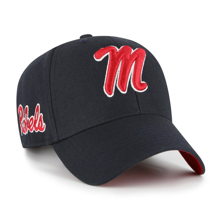 Ole Miss M Script Sure Shot Snapback 47 MVP Wool Hat - Shop B - Unlimited - caps adjustable
