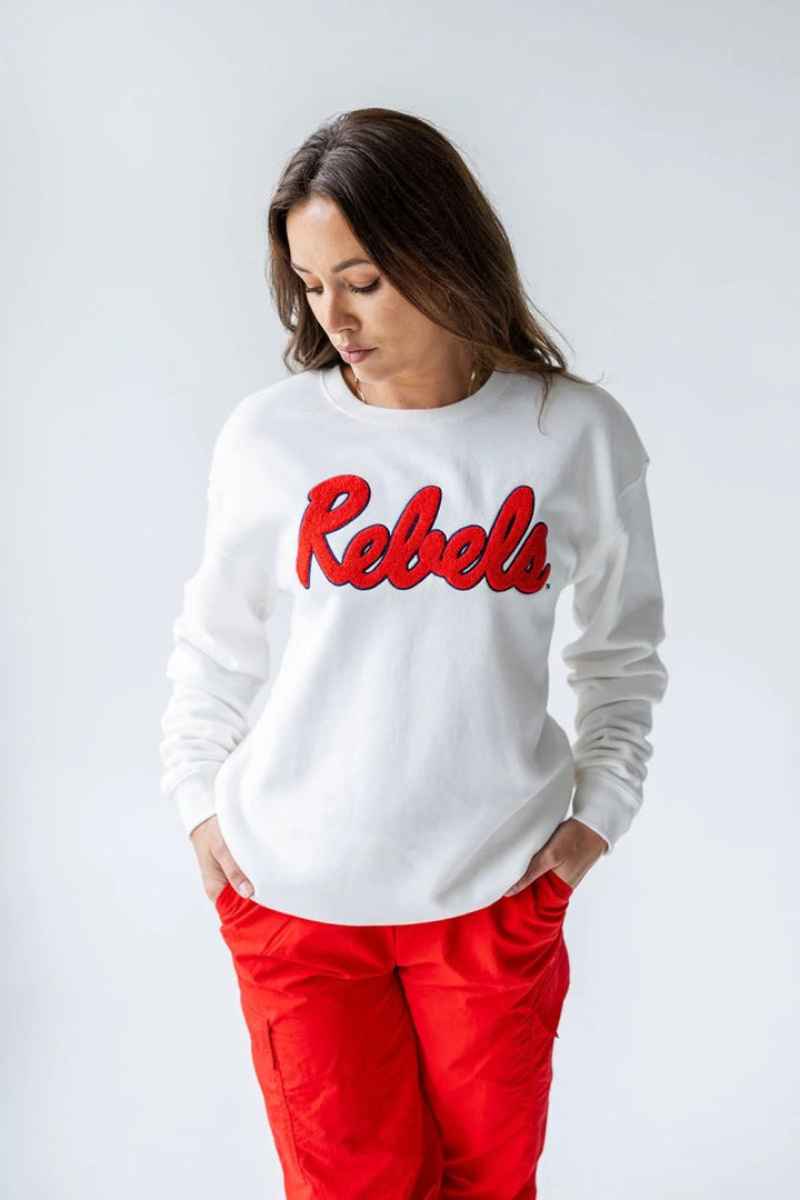 Ole Miss Mascot Chenille Comfort Crew - Shop B - Unlimited -
