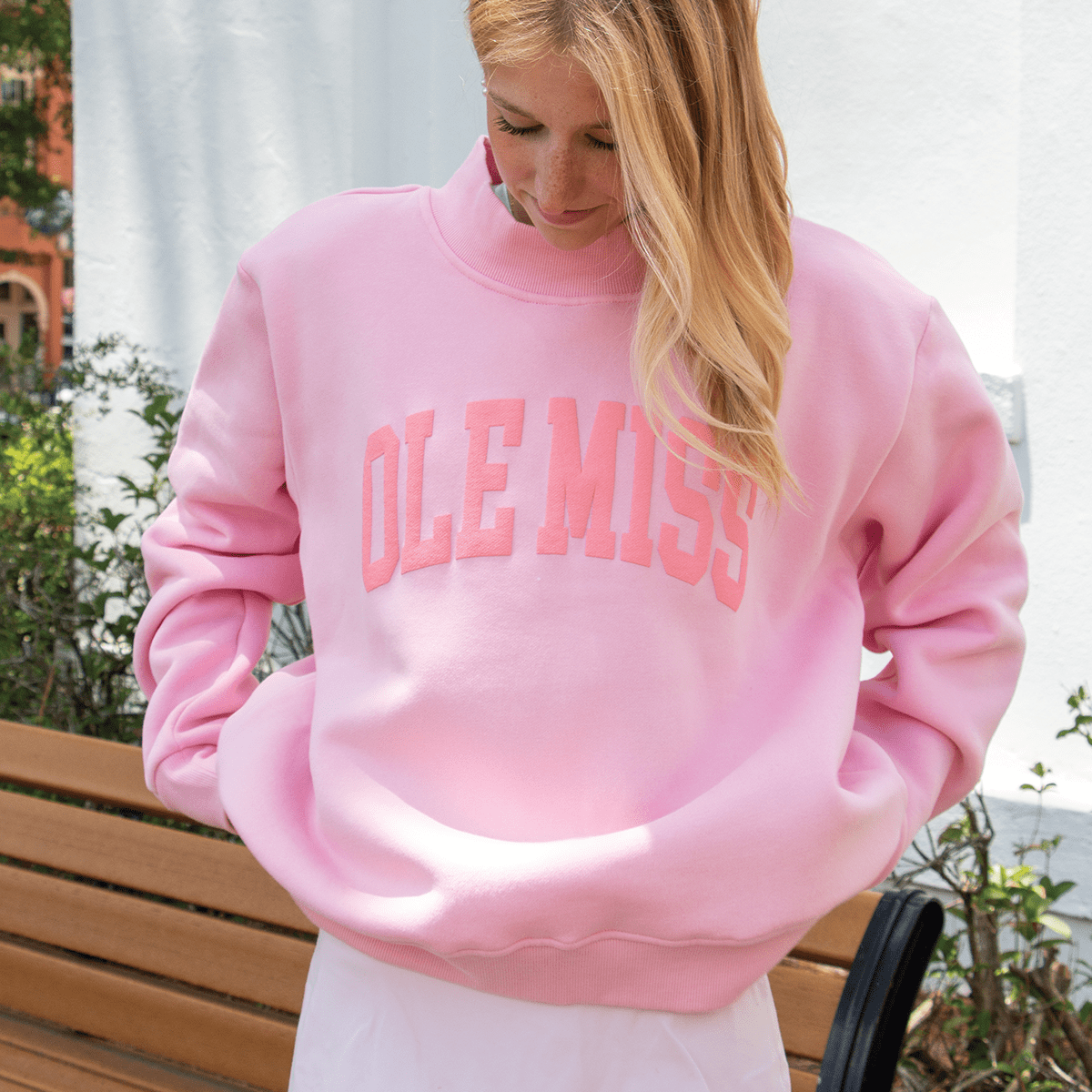 Ole Miss Mock Neck Crew Sweatshirt - Game Day Apparel -