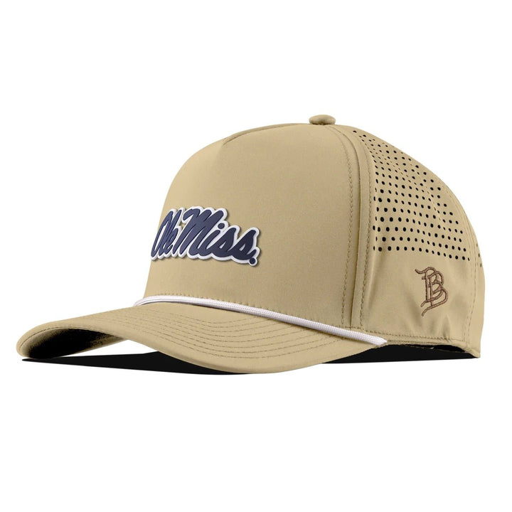 Ole Miss Navy Blue Script Branded Bills Curved 5 Panel Rope Hat - Shop B - Unlimited - caps adjustable