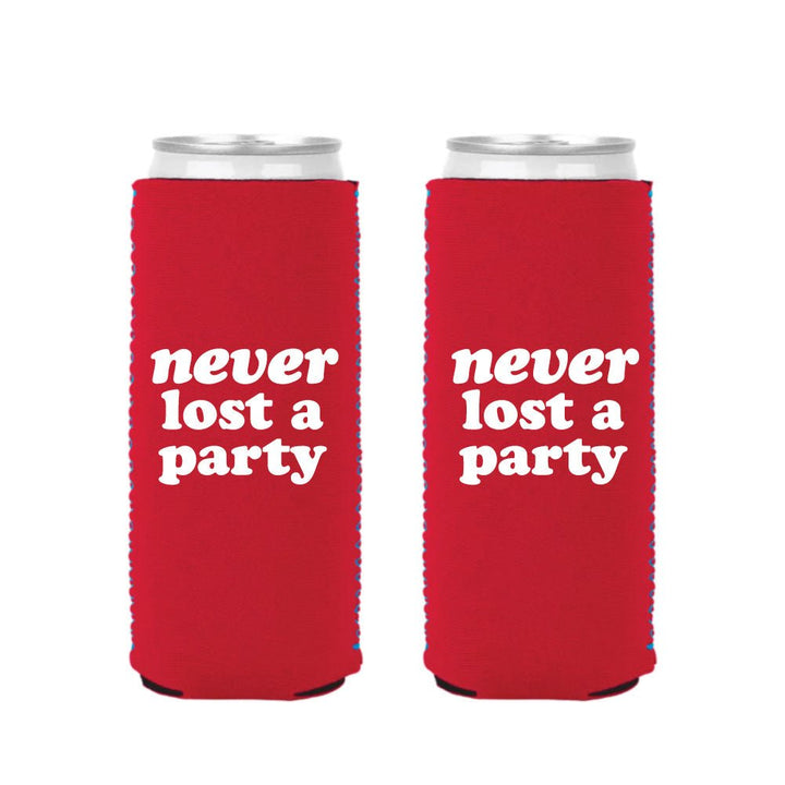 Ole Miss Never Lost A Party Neoprene Slim Can Cooler - Shop B - Unlimited - novelty drinkware