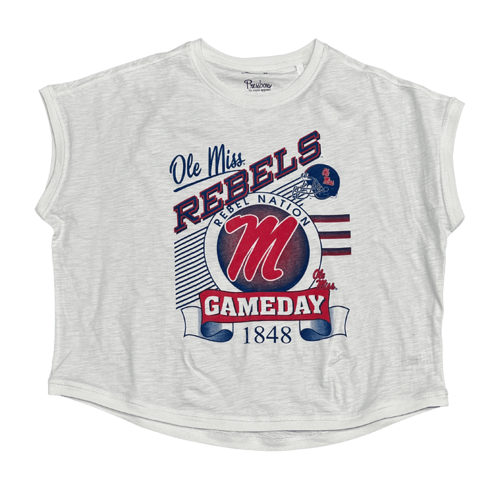 Ole Miss Pressbox Cap Sleeve Calgary Tee - Shop B - Unlimited - women crop