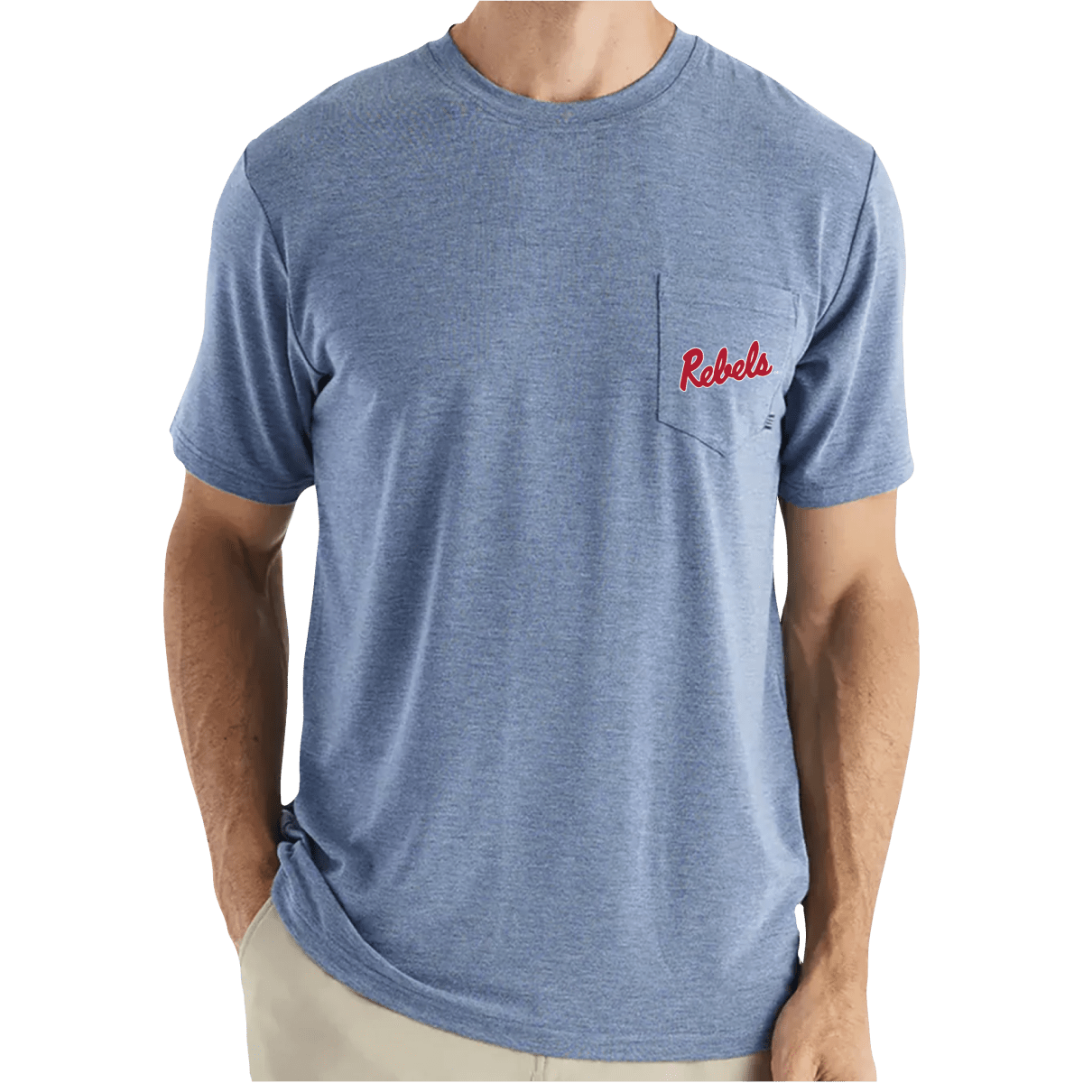 Ole Miss Rebels Script Free Fly Men's Bamboo Flex Pocket Tee - Shop B - Unlimited -