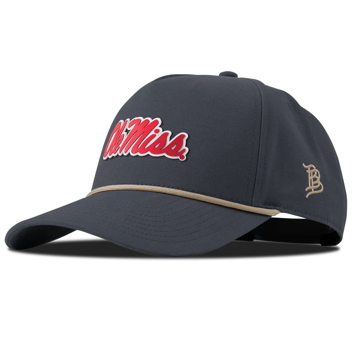 Ole Miss Red Script Branded Bills Curved Canvas 5 Panel Rope Hat - Shop B - Unlimited -