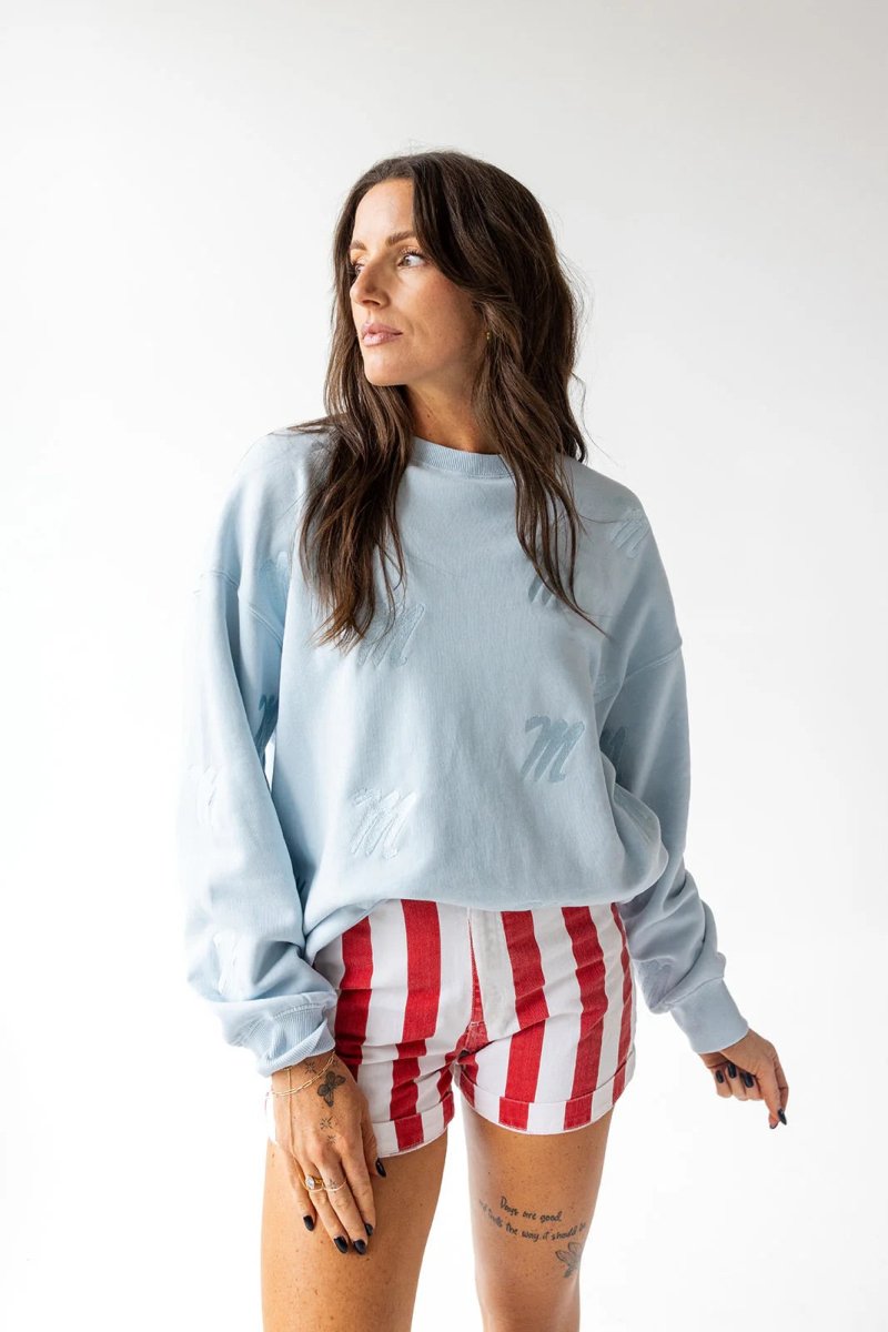 Ole Miss Ritter Repeat Lantern Sleeve Crew - Shop B - Unlimited -