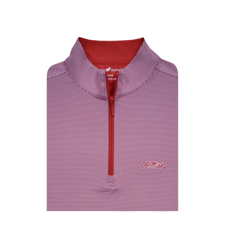 Ole Miss Script Horn Legend Striped 1/4 Zip Pullover - Shop B - Unlimited - men outerwear
