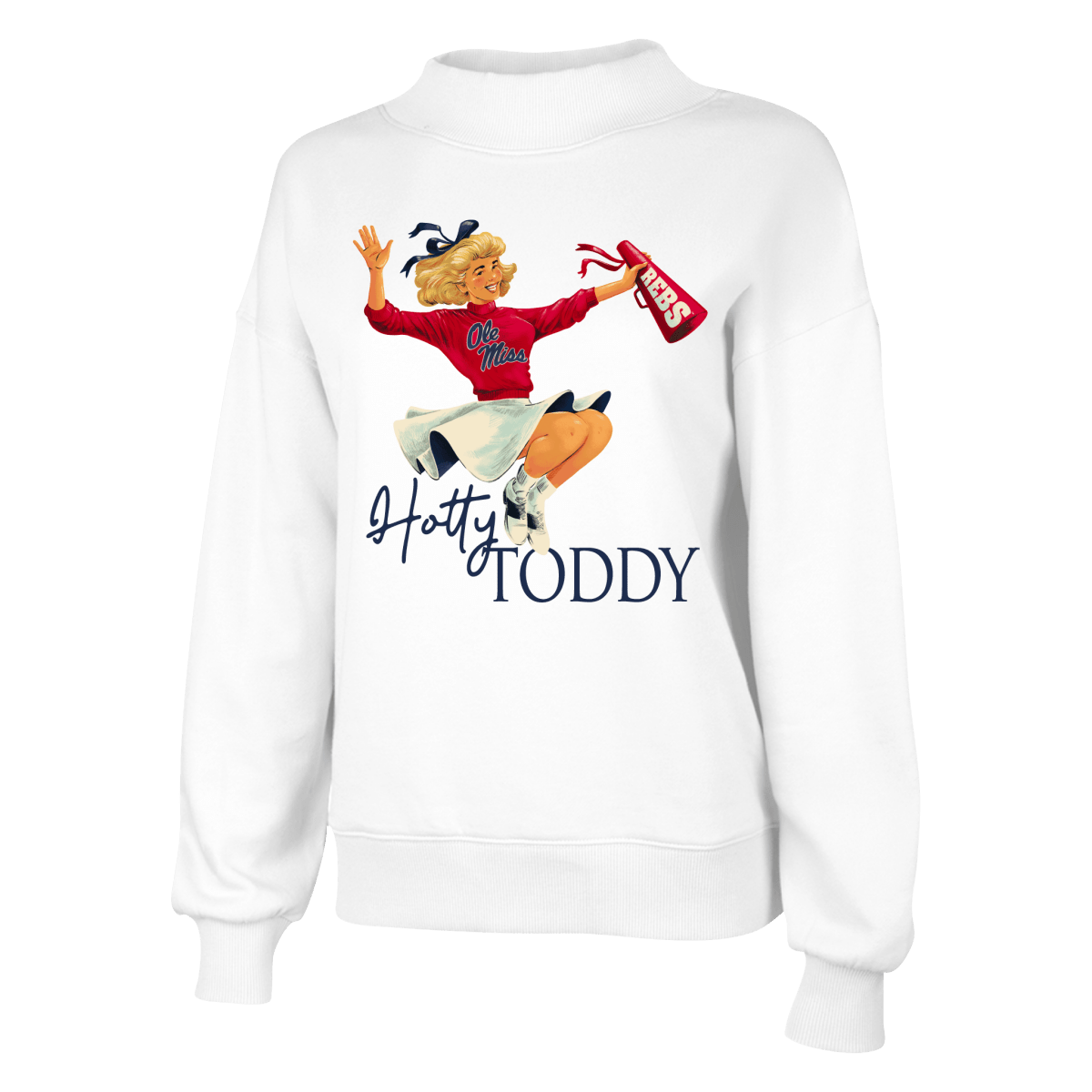 Ole Miss Vintage Cheerleader Mock Neck Sweatshirt - Game Day Apparel -