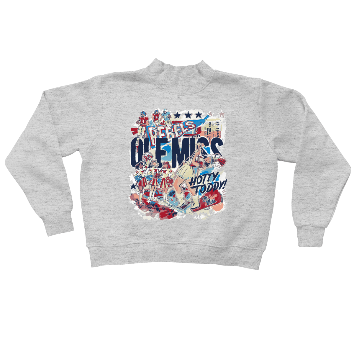 Ole Miss Vintage School Spirit Mock Neck Sweatshirt - Game Day Apparel -