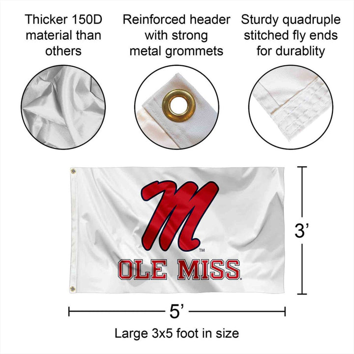 Ole Miss White M Logo Flag - Shop B - Unlimited -