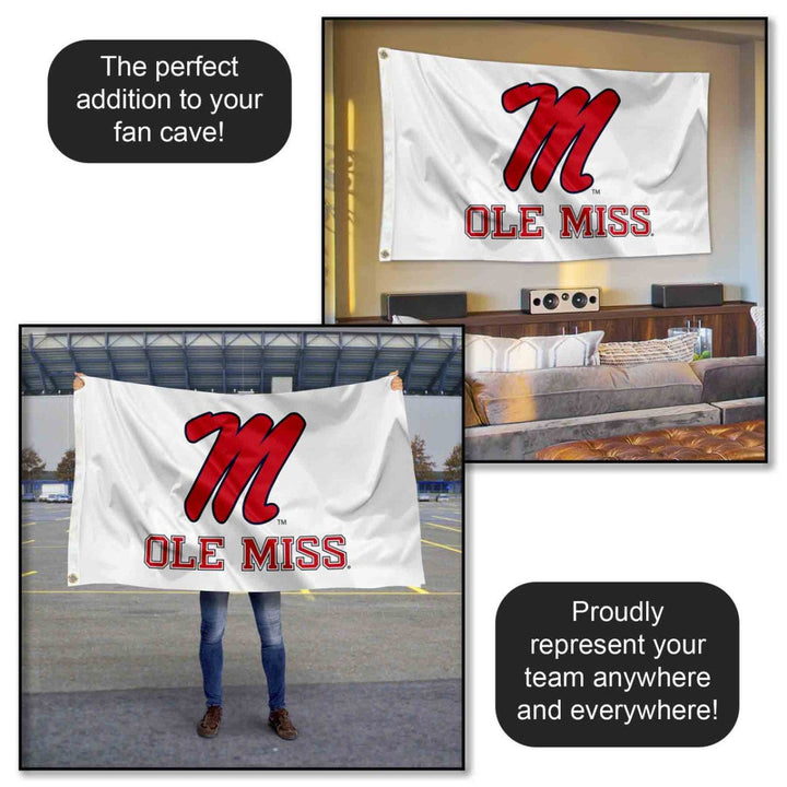 Ole Miss White M Logo Flag - Shop B - Unlimited -
