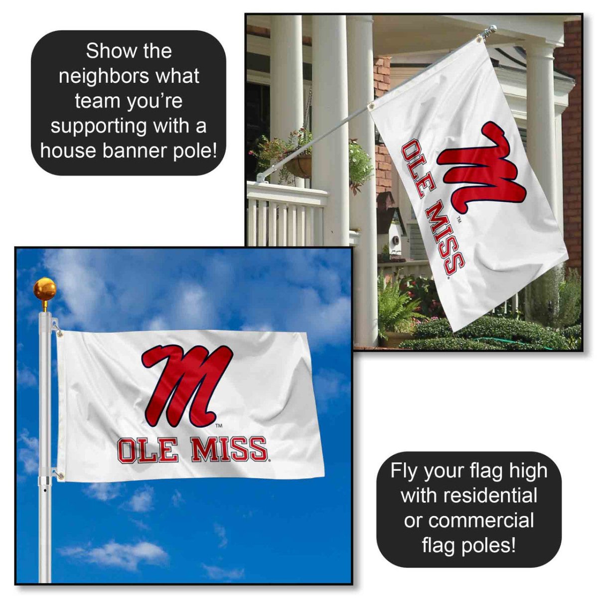 Ole Miss White M Logo Flag - Shop B - Unlimited -