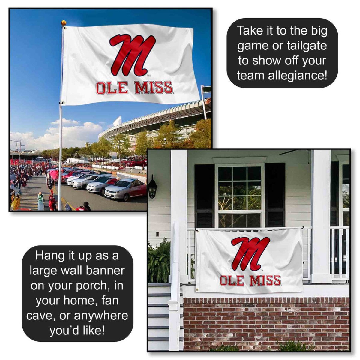 Ole Miss White M Logo Flag - Shop B - Unlimited -