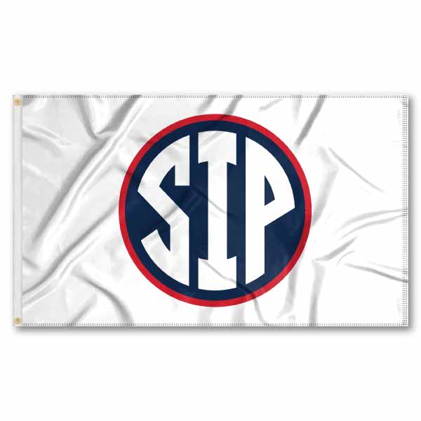 Ole Miss White Sip Logo Flag - Shop B - Unlimited - novelty flags