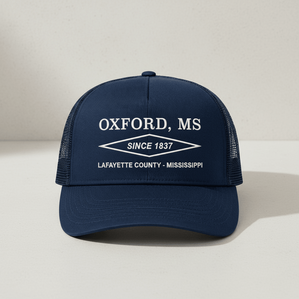 Oxford, Mississippi Diamond Trucker Hat - Game Day Apparel - Caps Adjustable
