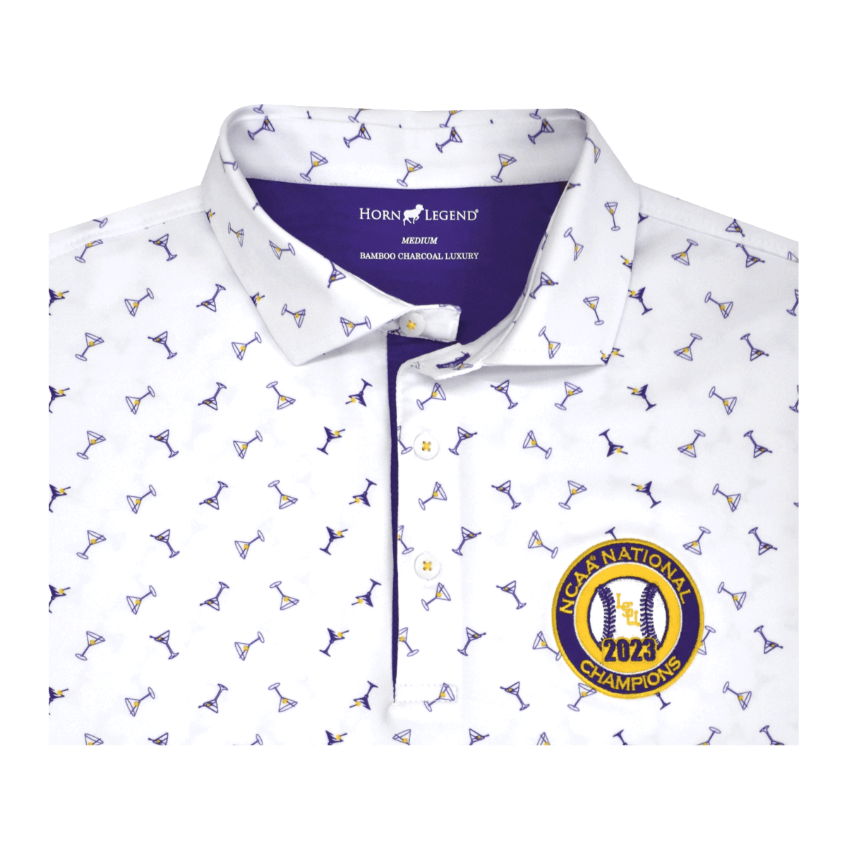 Louisiana State University Horn Legend Baseball National Champions Pattern Polo - Shop B - Unlimited - men resort
