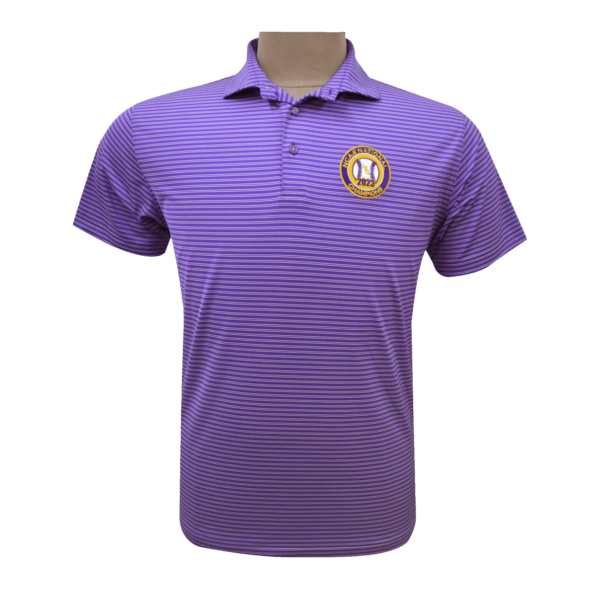Louisiana State University Horn Legend Baseball National Champions Stripe Polo - Shop B - Unlimited - men resort