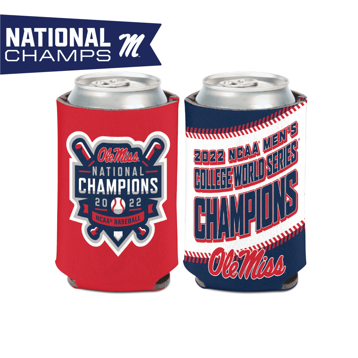 Ole Miss 2022 World Series Champions Can Cooler - Shop B - Unlimited - novelty drinkware