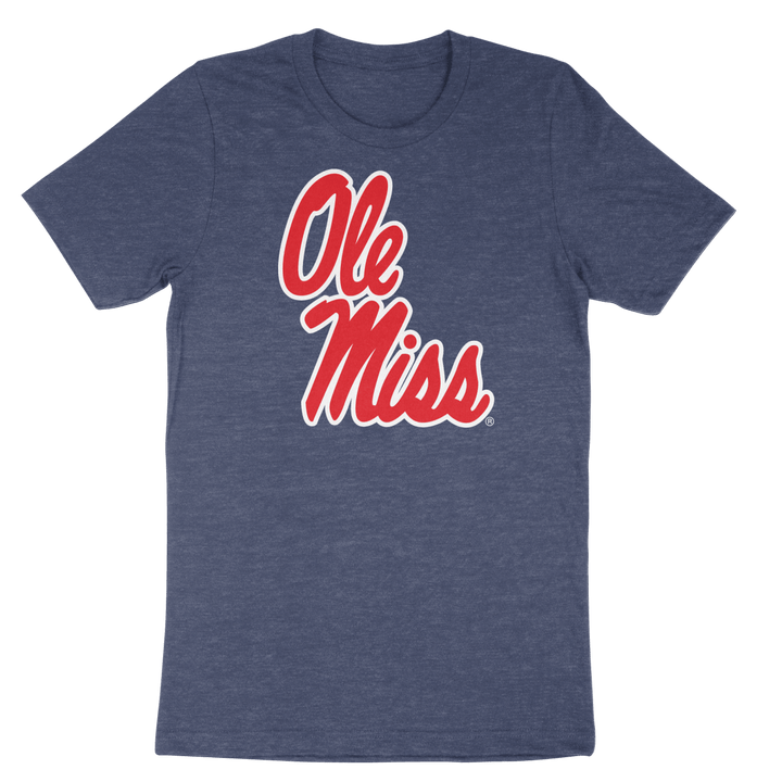 Ole Miss Helmet Script Crewneck T - Shirt - Shop B - Unlimited - men tee