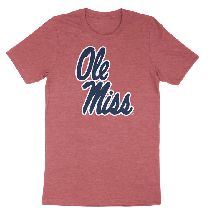 Ole Miss Helmet Script Crewneck T - Shirt - Shop B - Unlimited - men tee