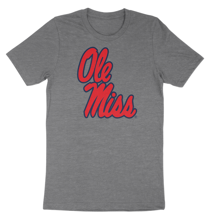 Ole Miss Helmet Script Crewneck T - Shirt - Shop B - Unlimited - men tee