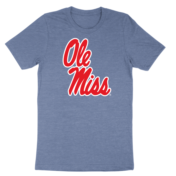 Ole Miss Helmet Script Crewneck T - Shirt - Shop B - Unlimited - men tee