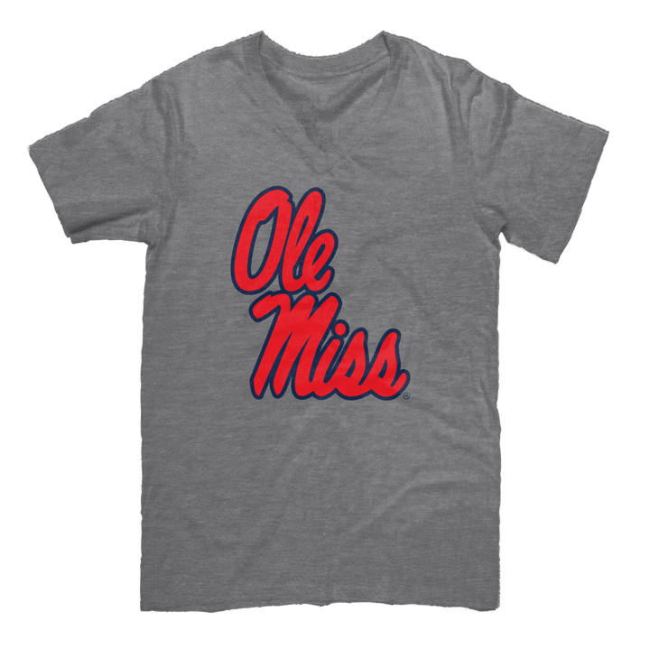 Ole Miss Helmet Script V - Neck T - Shirt - Shop B - Unlimited - men tee